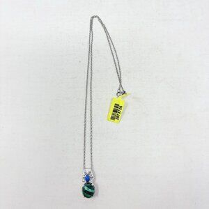 Shop LC African Malachite/Ceruleite Sterling Silver Pendant with Chain 5494